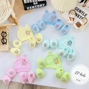 Sét mũ kèm bao tay bao chân 5 món chất cực đẹp đáng yêu cho bé M01