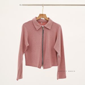 MASCOT Atasan Wanita Rajut Double Zipper Lengan Panjang ( 034 ) Outwear Sleting Cardigan