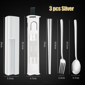 3 in 1Portable Cutlery Set with Box 304 Stainless Steel Spoon+Fork+Chopsticks Set