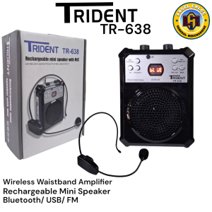 Trident TR-638 High-Quality Rechargeable Mini Speaker with Wireless Lapel Mic for Public Address Systems