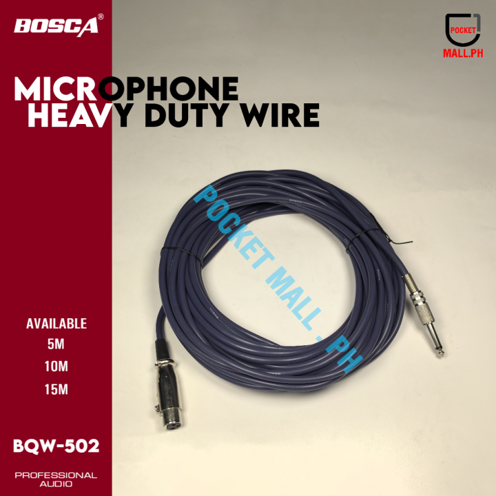 BOSCA Heavy Duty 5M 10M 15M Microphone Wire High Grade LOW-NOISE Cable ...