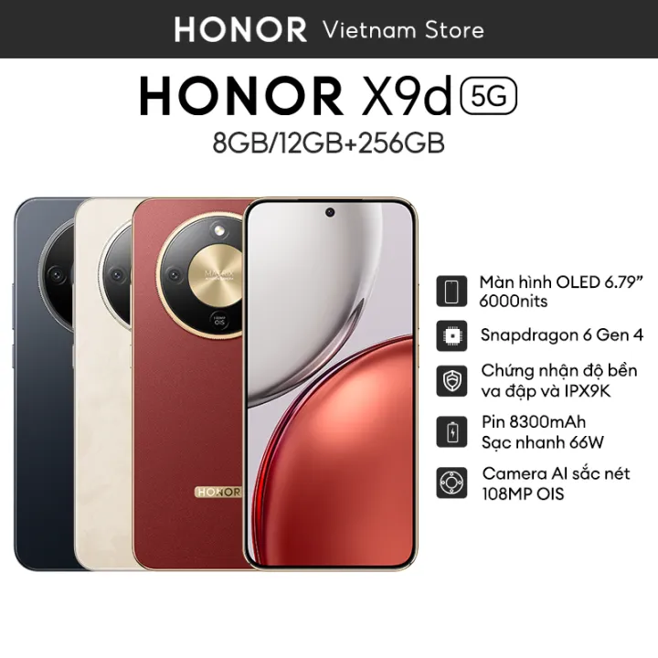 [ƯU ĐÃI] Điện Thoại Honor X9d 5G 8/12GB + 256/512GB, Chip Snapdragon 6 Gen 4, Pin 8300 mAh, Kháng Nước IP69K, Bảo Hành 24 Tháng | BigBuy360 - bigbuy360.vn