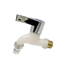 Keran Air Tembok Taman Wastafel PVC Kran Plastik Warna 1/2" Engkol