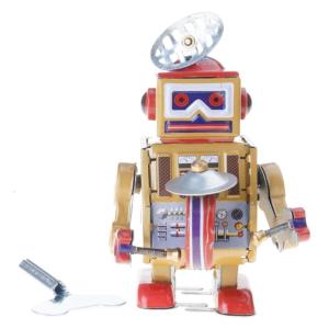 Toy Tinplate Robot Drummer Toy Unique Wind Up Antique Design for Adults and Children Vintage Mechanical Toy