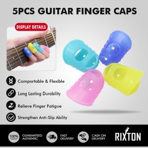 RIXTON 5 Pcs/set Guitar Thumb Picks Finger Cap Protect 5 Sizes Fingers Elastic Silicone Ukulele Finger Hat for Ukulele Electric Guitar(Multi Guitar Tool)