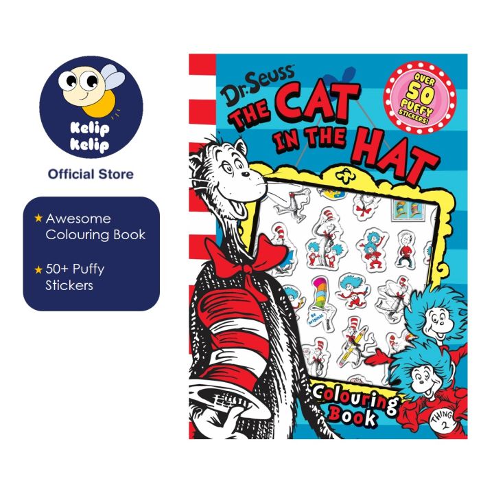 Dr Seuss Colouring Book The Cat In The Hat With Puffy Stickers For Kids
