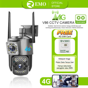 EMO cctv camera connect cellphone V86 4G Dual lens Outdoor waterproofing wifi connect 360 Pan/Tilt Indoor IP Camera Night Vision Motion Detection Two-Way V380 Pro App