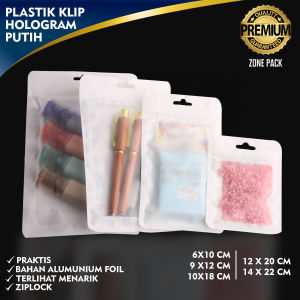 [10 PCS ]Plastik Klip Hologram Flat Warna Putih| Ziplock Hologram Foil | Plastik Klip Kemasan Aksesoris