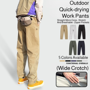 Mens Triangle Cargo Pants Loose Work Pants Waterproof Quick-Dry Pants Sporty Casual Pants Mountaineering Hiking Pants Long Trousers 工装裤 运动速干裤