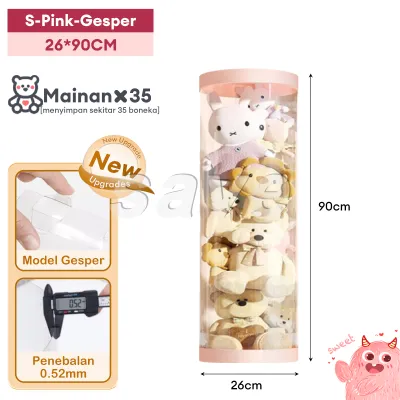 Save Mall Bucket Penyimpanan Boneka/Laras Tampilan Boneka Transparan/rak penyimpanan boneka/Labubu Baby Storage Barrel/laras penyimpanan transparan multifungsional