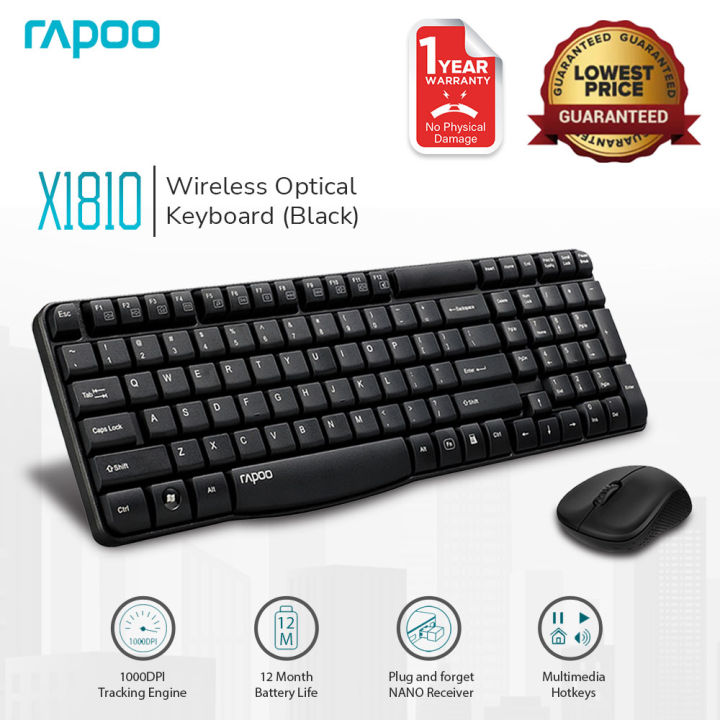 Rapoo X1810 Long Life 1000 DPI Battery Wireless Keyboard and Mouse
