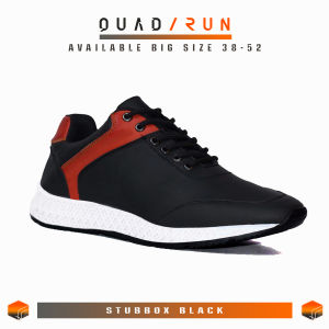 Sepatu Sport Pria Sneakers Olahraga Running Jogging Gym Basket Voly Badminton QUADRUN Stubbox Wolfo Black