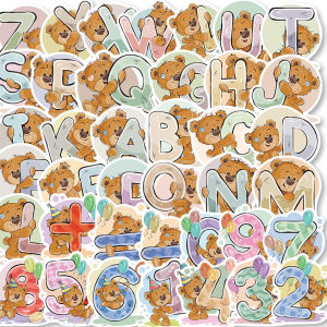 Stiker Kartun BEARD Huruf A-Z isi 32 pcs