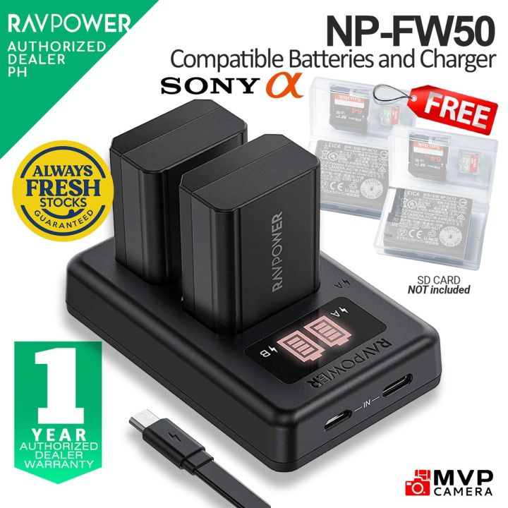 RAVPOWER NPFW50 FW50 Battery Charger for Sony A6000 A6300 A6400 A6500