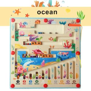 Magnetic Color and Number Maze Montessori Toys Wooden Puzzle Activity Board Learning Puzzle Counting Matching Toys for Toddlers2026