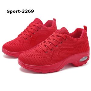 2269 รองเท้าผ้าใบผู้หญิงเพื่อสุขภาพ Air Cushion สีแดง แพลตฟอร์ม ใส่เดิน ใส่วิ่ง ใส่ออกกำลังกาย พื้นสูง 5 ซม. ไซส์ 36-41
