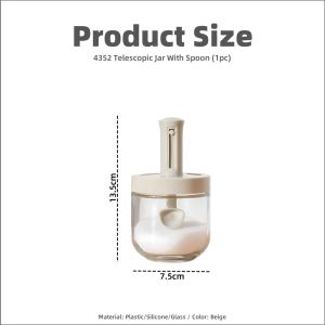 Johor Seller | Seasoning Container with Spoon Glass Spice Jar