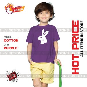 [ KIDS ] SOLID WHITE RABBIT PRINTING DESIGN KIDS COTTON T-SHIRT