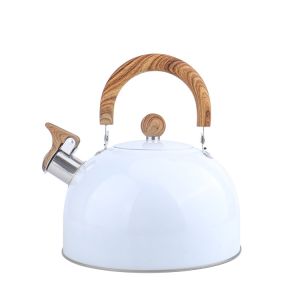{READY STOCK}3L Whistling Tea Kettle Thick Stainless Steel Teakettle Teapot With Wooden Handle Compatible With Gas Stoves Induction Kitchen Gadgets