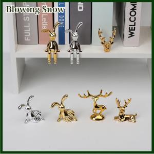 Blowing รูปปั้นกวางกวางนอร์ดิกคริสต์มาสกวางเรนเดียร์อาร์ตฟิกเกอร์งานฝีมือวินเทจสีทองประดับบ้านของขวัญตกแต่งโต๊ะ