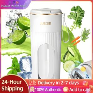 【Outlet】 340ml Portable Juicer Juicer Bottle Rechargeable Blender Cup 1200mAh Mini Electric Juicer 14 Blades for Smoothies Shakes
