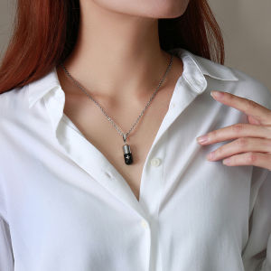 YAOO Mát mẻ Punk Lọ tro Đồ trang sức tưởng niệm Vật kỷ niệm Phụ nữ dây chuyền hỏa táng Khắc chữ thập Vòng cổ thuốc Máy cắt xương đòn