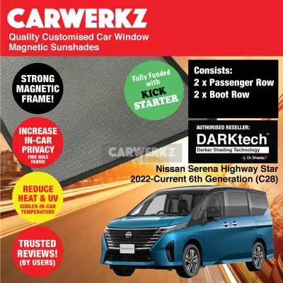 CERTIFIED ORIGINAL Dr Shadez DARKtech Nissan Serena 2022-Current 6th Gen (C28) Custom MPV Window Magnetic Sunshades