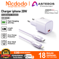 MCDODO Charger iPhone X Xr Xs 11 12 13 14 PD Type C To Lightning FAST Charging 20w. 