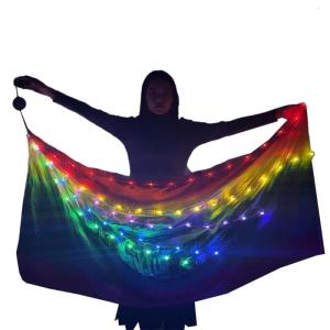 Múa bụng LED veils LED Dance Silk Veil múa bụng ánh sáng lên Veil đạo cụ phụ kiện múa bụng cho phụ nữ cô gái