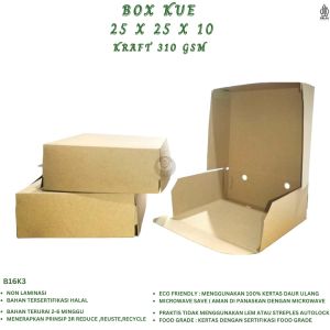 Box Kue 25x25x10 Non Laminasi 310 Gsm Cake Box (Isi 10 Pcs-B16K3)