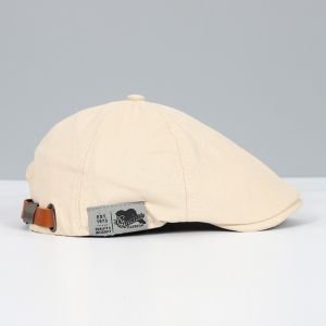 LUXERY Side Letter Sticker Newsboy Cap Cotton Solid Color Hip-Hop Beret Hat Retro Short Brim British Painters Hat for Men Women