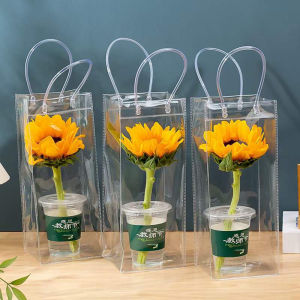 Túi nhựa đựng ly giữ nhiệt trong suốt có quai xách tiện lợi size 25x10x10cm cao cấp - Túi Trong Suốt Đựng Ly Bình Giữ Nhiệt PVC trong suốt có quai xách và khuy bấm tiện dụng