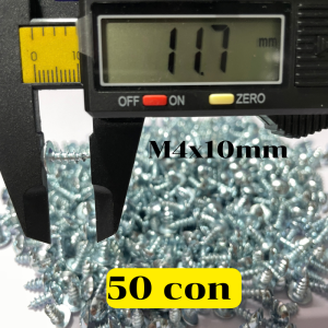 [500 Con] ốc vít nhọn m4x10 đầu dù trắng bạc – vít tự bắt vỏ amply gỗ nhựa thiết bị điện tử