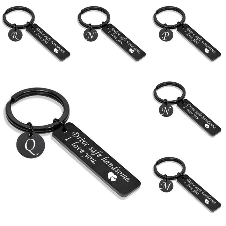 Stainless Steel Drive Safe Keychain 26 Letters A-Z KeyChain Father Valentine's Day Gift