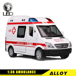 LEO 1:36 ambulance doors can be opened alloy model cars toys for boys car toys childrens gifts die-cast cars