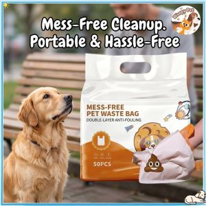 Pet poop bags dog waste bags dual layer mess free sulit matibay water soluble built-in tissue fits all dog sizes
