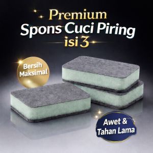 953 - Spons 2 in 1 Pencuci Piring Premium Tebal - Premium Dish Washing Sponge isi 3 pcs