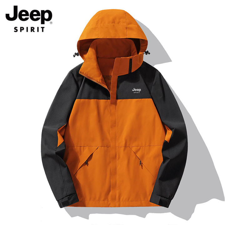 JEEP SPIRIT Men's Jacket Oversized Unisex Hoodie Clip New Wind proof ...