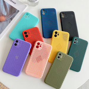 Zeallion for [Apple iPhone 6 6s 7 8 Plus X XR XS 11 12 13 Mini 14 15 Pro Max] Summer Cool Heat Dissipation Mesh Silicone Mobile Phone Case Candy Color Breathable Soft TPU Shockproof Protection Back Cover