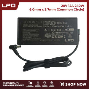 LPO Laptop Charger 20V 12A 240W Common Circle Pin 6.0mm x 3.7mm Compatible with ASUS ROG Zephyrus S15 S17 G513 GX550LXS