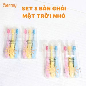 Set 3 bàn chải hình mặt trời nhỏ Bermy  với 3 màu đáng yêu dành cho bé .