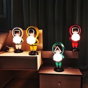 Netflix Squid Game Figures Table Lamp Round Six Cosplay Gift Children Room Resin Desk LED Bedroom Bedside Night Lights