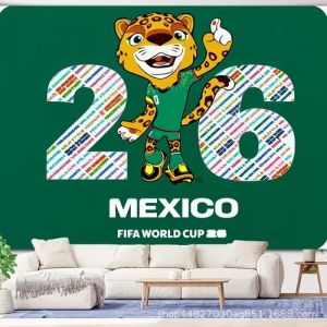 Ready stock sa local warehouse2026 New hot-selling World Cup themed backdrop fabric for football celebrations polyester decorative atmosphere outdoor hanging cloth