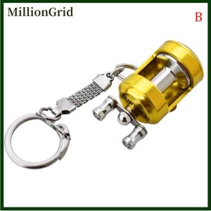 MillionGrid 1Pcs Alloy Fishing Reel Drum Pendant Keychain Key Wheel Outdoor Fishing Tackle