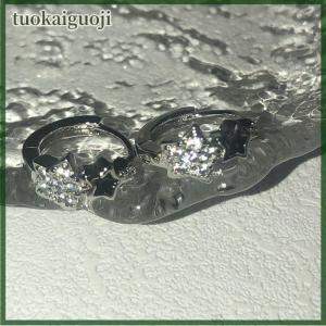 tuokaiguoji Fashion Retro Zircon Pentagram Ear Buckle Earring Trend Simple Star Hoop Earrings For Women Girls Aesthetic Jewelry Gifts