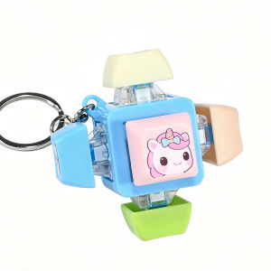 Cute Cartoon 6 Keys Irregular Mechanical Keyboard Fidget Toy Keychain Fingertip Press Toy Bag Pendant Stress Relief
