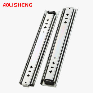 Aolisheng three-section industrial heavy-duty slide rail drawer track damping buffer self-locking 53 wide load-bearing guide rail slideway