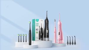 COSLUS Portable Water Flosser with Electric Toothbrush Combo: 2-in-1 Oral Clean Kit for Teeth Braces Gums Care - Brushing & Flossing for Adults Family Travel Use BPA-Free Black C20 & C41