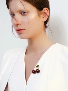 Distinctive Cherry Brooch Statement Brooch Party Brooch Perfect for Trendsetters Seeking Unique Fashion Statements