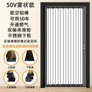 Aluminum Alloy Folding Mosquito Screen Door Crystal Mesh Sliding Door Kitchen Bathroom Toilet Gas Safe Insect Proof Door